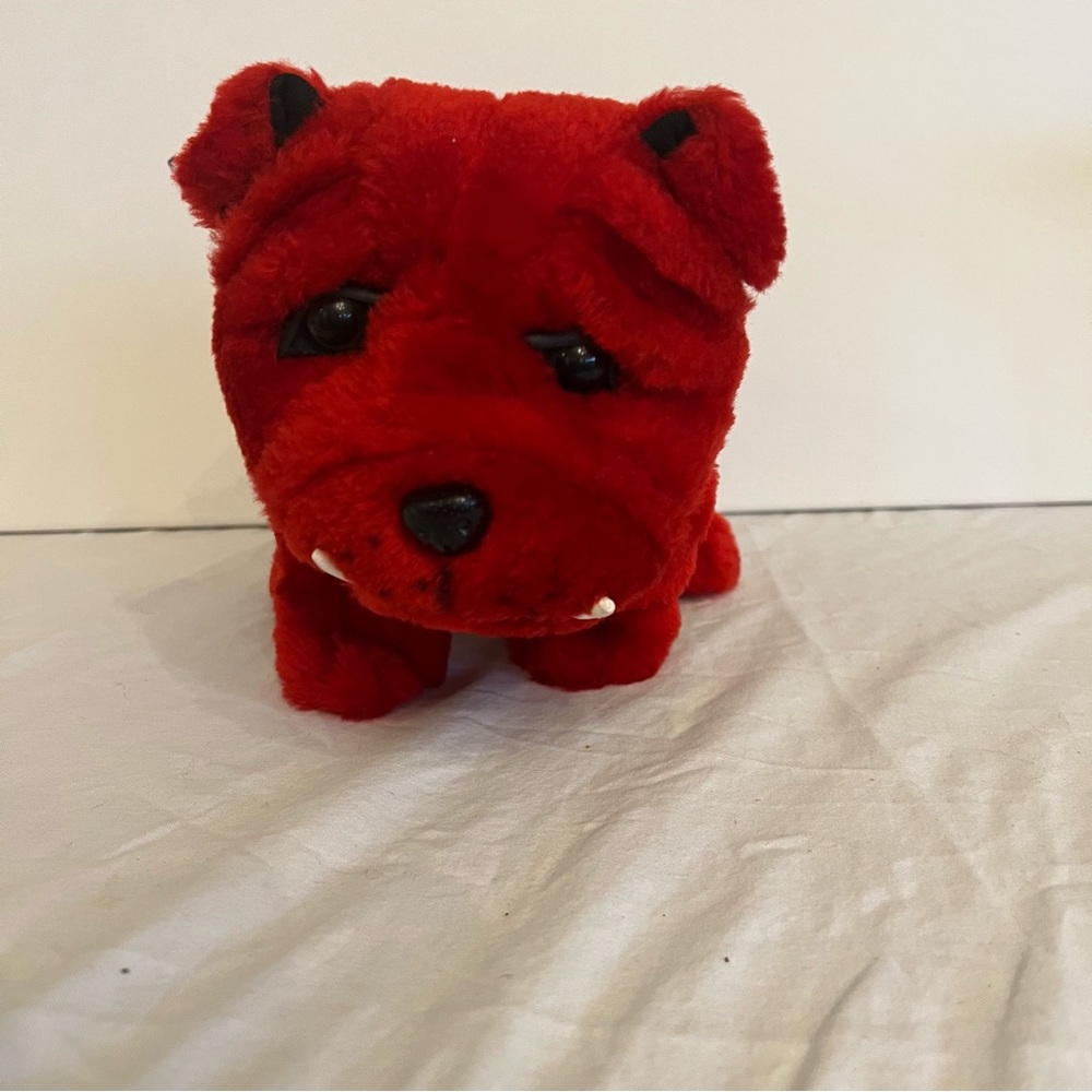 Vintage Nanco Red Bulldog Stuffed Animal Plush Toy 10”